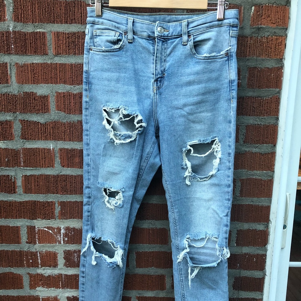 Top shop Light Wash Ripped High Waisted Jeans